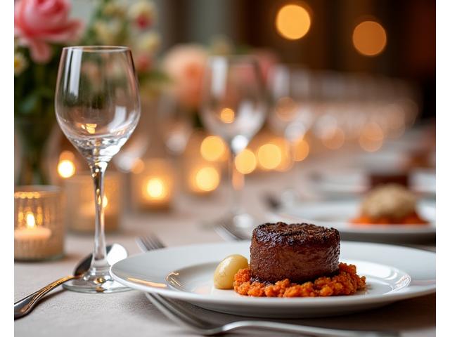 화려하게 차려진 갈라 디너 테이블