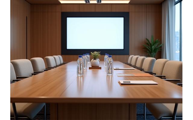 깔끔하게 정돈된 소규모 미팅룸