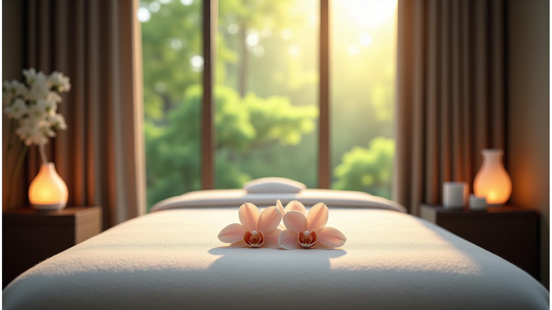 마음의 평화를 찾을 수 있는 고요한 스파 트리트먼트 룸